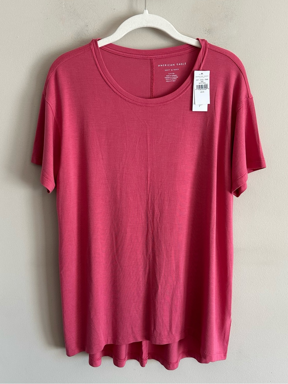 NWT American Eagle Soft & Sexy Crewneck Tee Shirt Short Sleeve Pink S